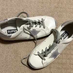 Golden Goose Cream and Gray Star Sneakers